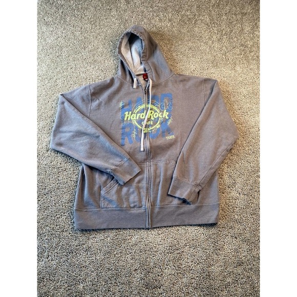 Hard Rock Cafe Sweater Womens XXL 2XL Gray Green Hoodie Tampa Florida Ladies - Picture 1 of 15